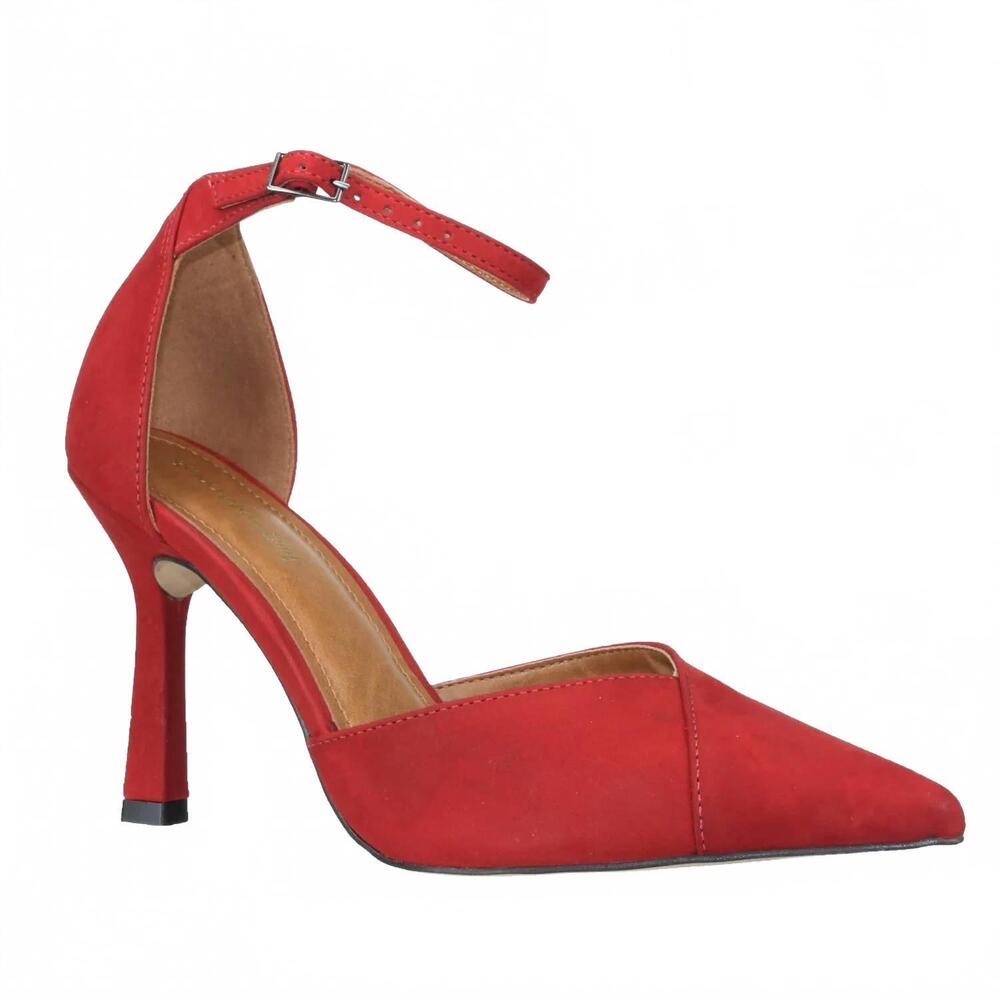 NEW BRUNO MENEGATTI women's leather dress sandal with ankle strap in red